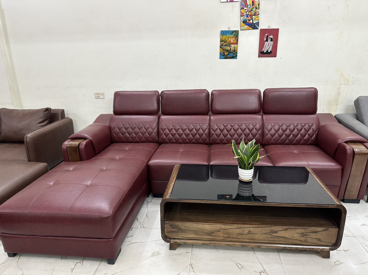 Bộ sofa da phòng khách gật gù cao cấp da cleo giá rẻ